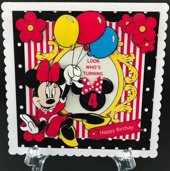 Ages 3 4 5 6 Minnie Mouse Disney Handmade 3D Girls Birthday cards