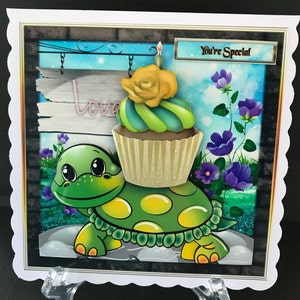 Turtle Granddaughter Daughter Girls Kids Handmade 3D Birthday card