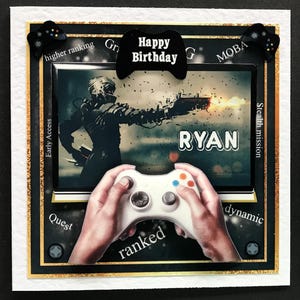 Video Computer Games XBox Play Station Boys Kids Teens Male Handmade 3D Birthday card