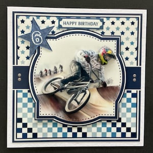 BMX Bike Off-road Bike Dirt Bike Boys Mens Male Handmade Birthday Card 3D