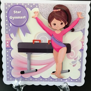 Girls Gymnastics Gym Sports Handmade 3D Birthday Card