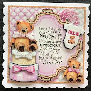 Cute Baby Girl Handmade 3D Card