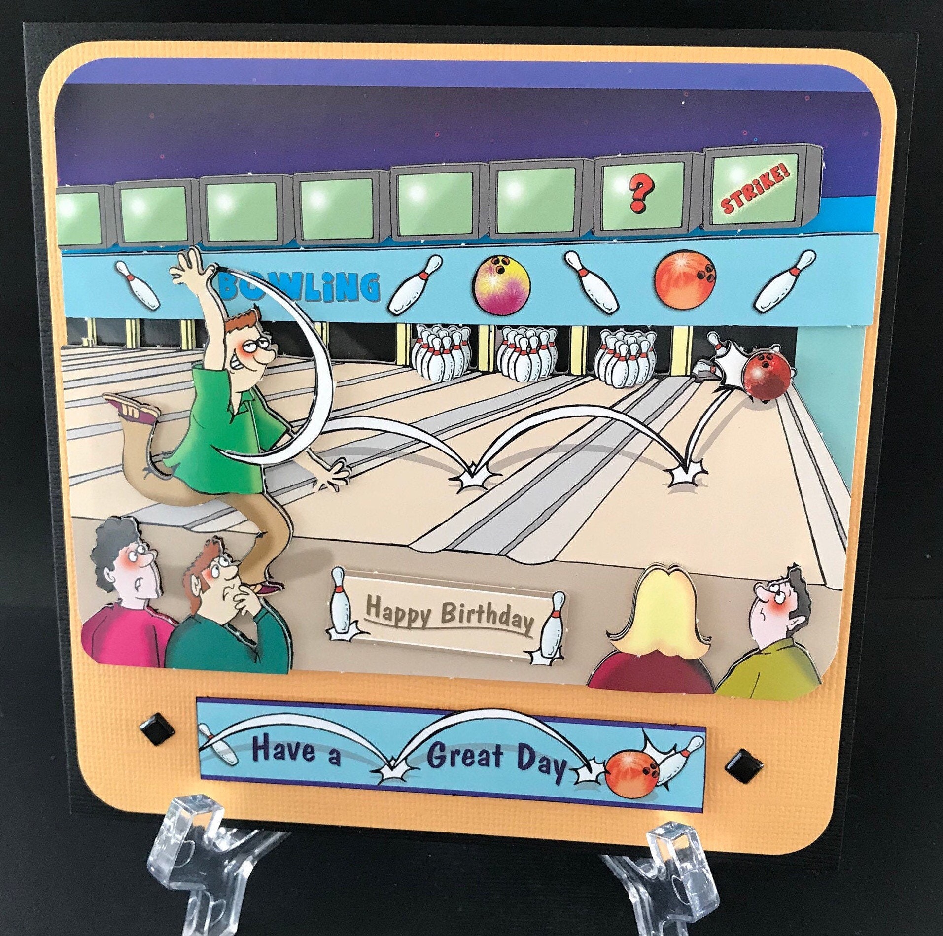 Ten Pin Bowling Bowls Male Mans Mens Handmade 3D Birthday Card Etsy