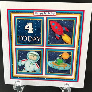 Space Boys Kids Ages 3 4 5 6 7 8 9 10 11 12 13 Handmade 3D Birthday Cards