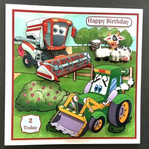 Ages 1 2 3 4 5 Farm Animals Tractor Sheep Handmade 3D Birthday card