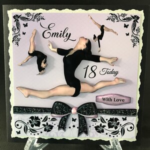 Gym Gymnastics Girls Female Handmade 3D Birthday cards