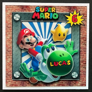 Super Mario Boys Male Mens Handmade 3D Birthday Card