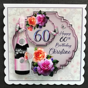 Ages 30 40 50 60 70 80 90 100 th Birthday Card Handmade 3D Female CAN BE PERSONALISED with any Name