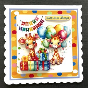 Boys Girls Toddler Giraffe Handmade 3D Birthday card
