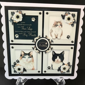 Cute Cats Handmade 3D Female Girls Birthday Cards
