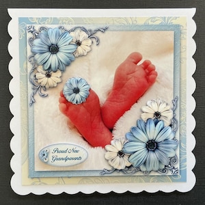 New Grandparents Baby Boy Handmade 3D Card