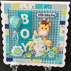 Baby Boy Handmade 3D Cards CAN BE PERSONALISED with Name