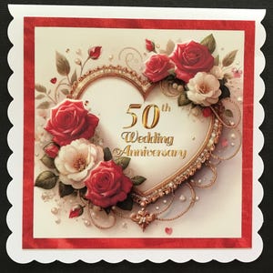 50 50th Golden Wedding Anniversary Handmade 3D Card OR ANY YEAR can be added