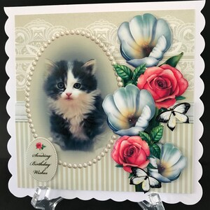 Cat Kitten Handmade 3D Female Birthday Card
