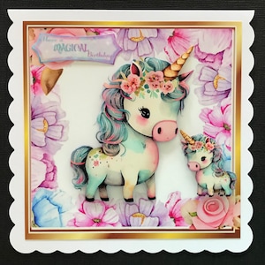 UNICORN Any Age Handmade 3D Birthday Card Can be PERSONALISED with any Name and Age