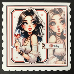 18 18th Birthday Female Girls Handmade 3D Birthday card