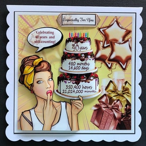 40 40th Birthday Daughter Sister Granddaughter Handmade 3D Birthday Card Modern Trendy