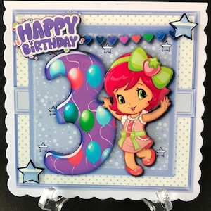 3 Age 3rd Birthday Girls Daughter Granddaughter Handmade 3D Birthday Card