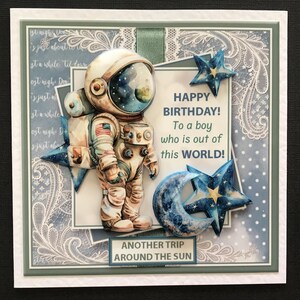 Space Astronaut Handmade 3D Birthday Card Grandson Son Friend ANY AGE