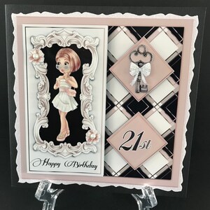 21 21st Birthday Trendy Modern BLONDE Female Handmade 3D Birthday card PERSONALISED