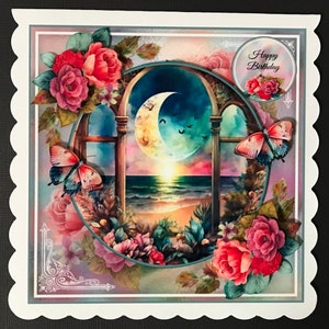 Handmade Birthday Card Mum Sister Friend Friendship 3D card Beach Scene
