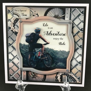 Bike Riding Hiking Cycling Handmade 3D Male Son Grandson Birthday Card