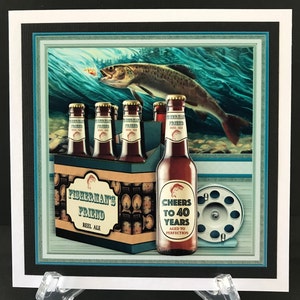 18 21 30 40 50 60 65 70 ANY AGE Fishing Mens Age Birthday Fishing 3D Birthday cards