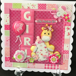 Baby Girl Handmade 3D Card Baby Cards CAN BE PERSONALISED
