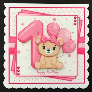 1 1st Birthday Age 1 Handmade 3D Birthday Card