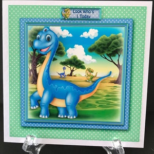 Dinosaur Ages 1 2 3  Handmade 3D Birthday card