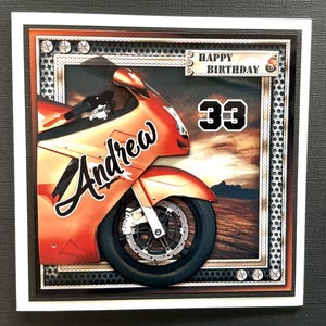Bike Motorcycle Motorbike Mens Male Handmade Birthday Card 3D