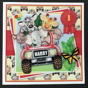 Zoo Animals Boys Girls Toddlers Ages 1 2 3 4 5 6 Handmade 3D Birthday Card