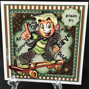 Skateboard Skateboarding Handmade 3D Boys Teenager Birthday Card