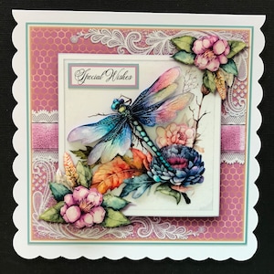 Beautiful Dragonfly Female Birthday Card Handmade 3D