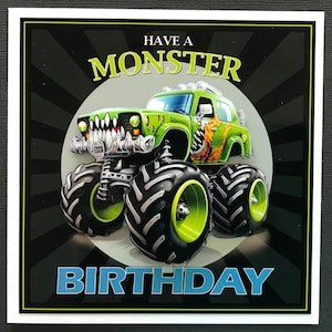 Monster Truck Male Mens Handmade 3D Birthday Card