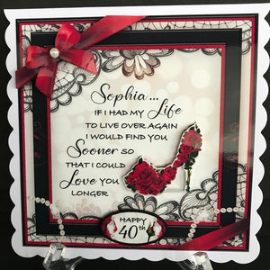Wife Partner Handmade 3D Birthday Card Ages 30 40 50 60 70 or Any Age is Available