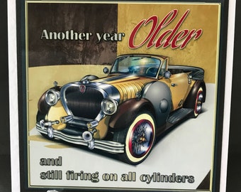 Male Mens Mans Old Car Handmade 3D Birthday cards