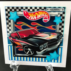 Boys Kids Hot Wheels Handmade 3D Birthday card
