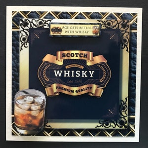 Scotch Whiskey Whisky Male Mens Man Son Handmade 3D Birthday cards