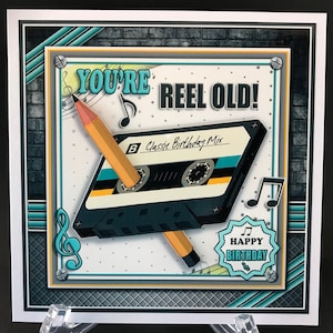 Retro Music Funny Clever Humorous Male Mens Handmade Birthday Card 3D