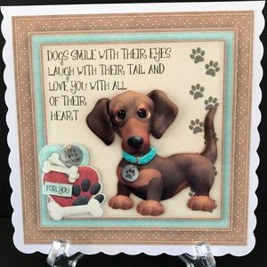 Dachshund Sausage Dog Handmade Girls Female Ladies Birthday Card 3D