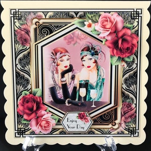Trendy Modern Female Flapper Handmade 3D Birthday Card