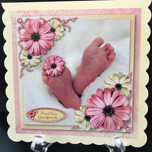 New Grandparents Baby Girl Handmade 3D Baby Card