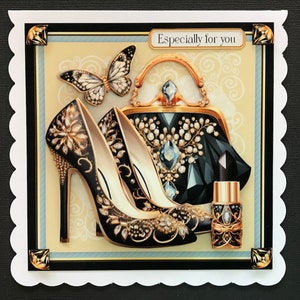 Handmade Cards Birthday Female Shoes Handbag Fashion 3D Birthday Card