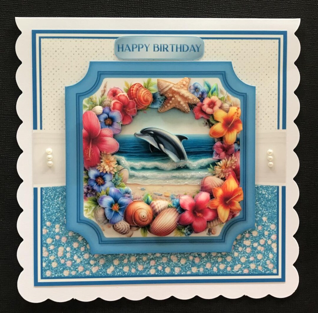 Handmade Birthday Card 3D Dolphin Beach Scene Coastal - Etsy Australia