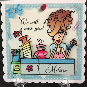 Retirement Job Farewell Job Resignation Handmade 3D Female Greeting Card CAN BE PERSONALISED