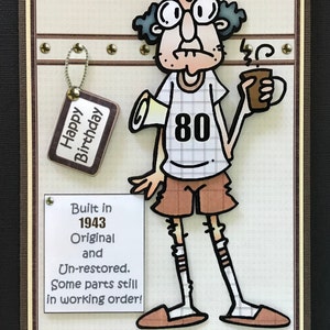 80 OR ANY AGE Built In 1943 Funny Humorous Male Handmade 3D Birthday Card Dad Grandad Grandfather