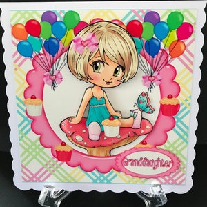 Cute Girls Daughter Granddaughter Niece Handmade Birthday Card 3D