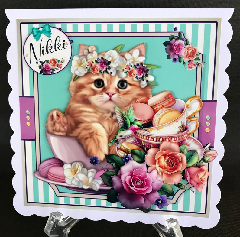 Cat Kitten Handmade 3D Female Birthday Card - Etsy Australia