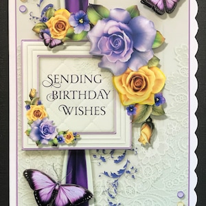 Female 3D Birthday Card 3D Purple Rose